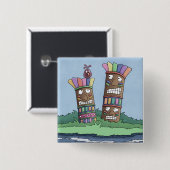 Tiki Bird Rosebud Button (Voorkant /achterkant)
