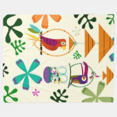 Tiki Birds Modern  Retro Aangepaste Slaapkamer Fleece Deken (Voorkant (Horizontaal))