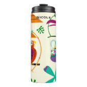 Tiki Birds Moderne  Retro Whimsical Thermosbeker (Voorkant)