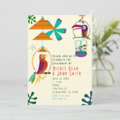 Tiki Birds Retro Luau Feestuitnodigingen Kaart (Staand voorkant)