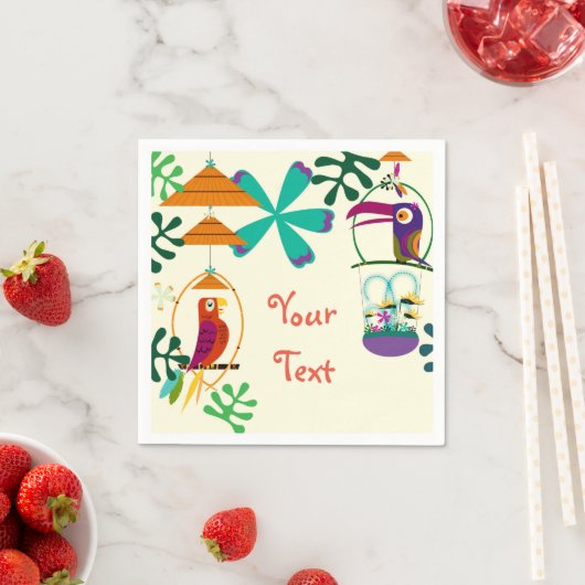 Tiki Birds Verjaardagsfeest  Luau Custom Servetten (Insitu)