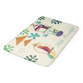 Tiki Birds Verjaardagsfeest  Retro Custom Badmat (Gekanteld)