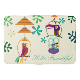 Tiki Birds Verjaardagsfeestje Vintage Retro Aangep Badmat