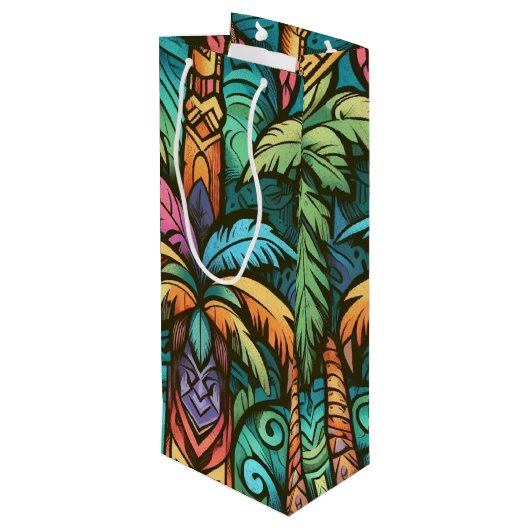 Tiki Cultuur Gift Bag 01 Wijn Cadeautas (Achterkant Gekanteld)