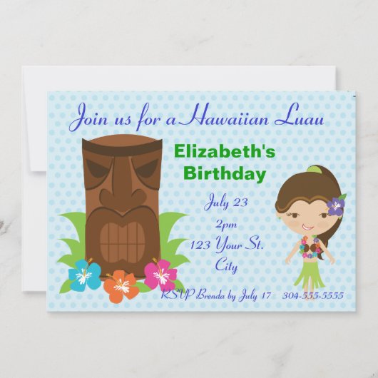 Tiki God Luau Party Kaart (Voorkant)