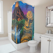 Tiki God Shower Curtain Douchegordijn (In situ)