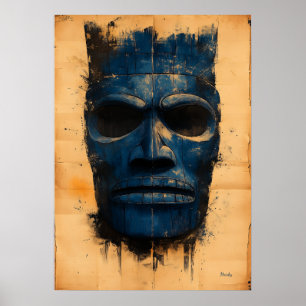 Tiki Guardian Mask – Polynesische spirituele symbo Poster