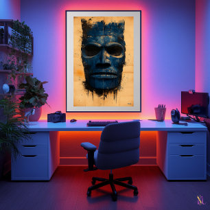 Tiki Guardian Mask - Polynesische Spirituele symbo Poster