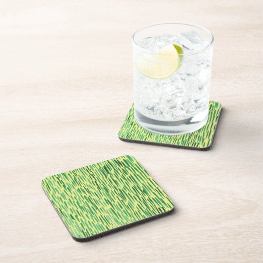 Tiki Hut Bamboo Pattern Oerwoud Vibe Green Stripes Bier Onderzetter (Rechterzijde)