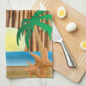 Tiki Hut Bamboo Stick Design Theedoek (Quarter Fold)