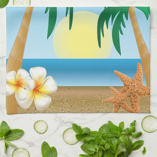 Tiki Hut Summer Design Theedoek (Gevouwen)