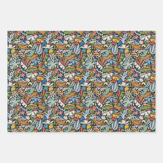 Tiki Jungle Enveloppement Papier Feuille plate Ens (Devant)