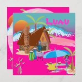 Tiki/Luau op het strand Kaart (Voorkant / Achterkant)