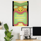 Tiki Luau Thème Anniversaire BBQ Poster (Bureau à domicile)