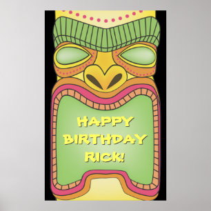 Tiki Luau Theme Birthday BBQ Banner Poster