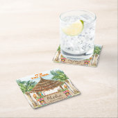 Tiki Luau | Tropisch strand Aloha Vierkante Kartonnen Onderzetter (Insitu)