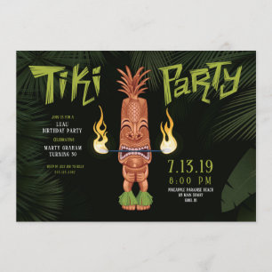 Tiki Luau Verjaardagsfeest Avond Uitnodiging