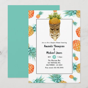 Tiki Luau Zomer Ananas Strand Koppel Bruiloft Kaart