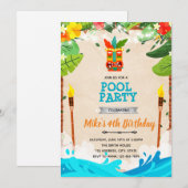 Tiki luau zwembadfeest uitnodiging (Voorkant / Achterkant)