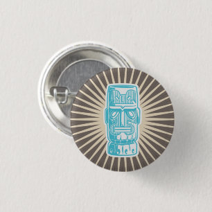 Tiki Man Blauwe Button