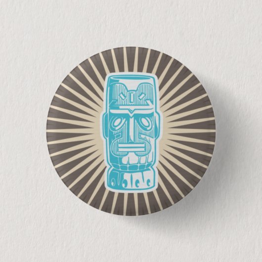 Tiki Man Blauwe Button (Voorkant)