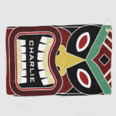 Tiki Mask aangepaste naam golfhanddoek (Horizontaal)