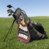 Tiki Mask aangepaste naam golfhanddoek (Groen)