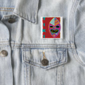 TIKI MASK VIERKANTE BUTTON 5,1 CM (In situ)