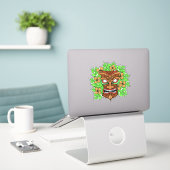 Tiki Masker Sticker (Laptop op bureau)