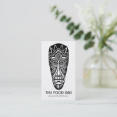 Tiki Masker - Zwart op Wit Visitekaartje (Staand voorkant)