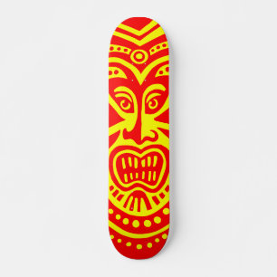Tiki Maskerstijl - Rood op geel (Retro) Skateboard