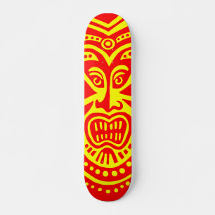 Tiki Maskerstijl - Rood op Geel Skateboard