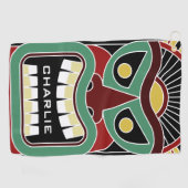 Tiki Masque nom personnalisé serviette de golf (Horizontal)