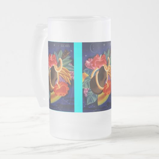 TIKI MOK ~ ALOHA~ NGHT SKY ~ UKULELE & HIBISCUS! (Voorkant links)