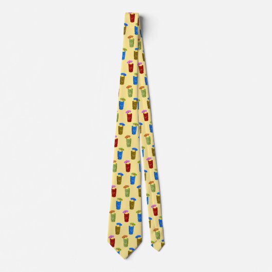 Tiki Mokken Tropische Drinken met twee zijden bedr Stropdas (Voorkant)