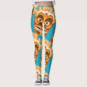 Tiki Monster Funny Gold en Blauwgroen Leggings