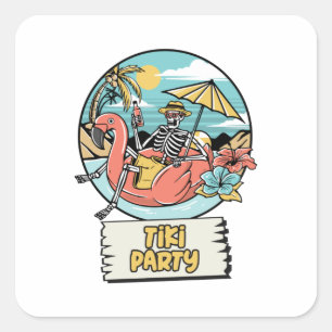 Tiki Partij Vierkante Sticker
