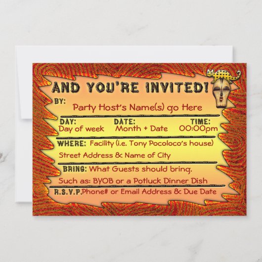 Tiki Party (2-zijdige uitnodiging) Kaart (Achterkant)