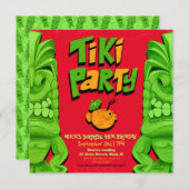Tiki Party Surprise Anniversaire Invitation (Devant / Derrière)