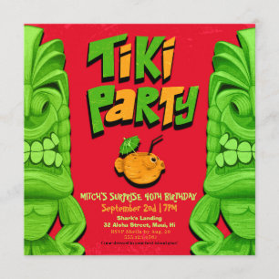 Tiki Party Surprise Anniversaire Invitation