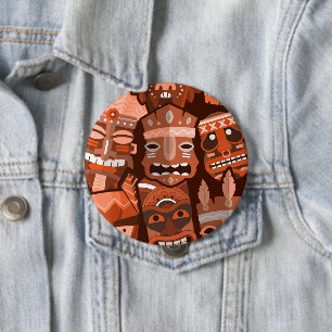 TIKI Patroon 2 Ronde Button 4,0 Cm