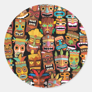 Tiki-patroon Ronde Sticker