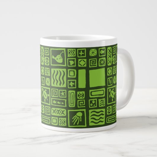 Tiki Pattern Extra Grote Beker (Voorkant rechts)
