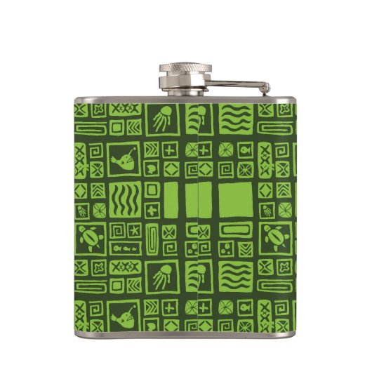 Tiki Pattern Heupfles (Achterkant)