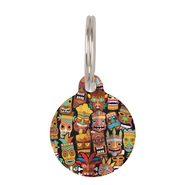 Tiki Pattern Huisdierpenning (Voorkant)