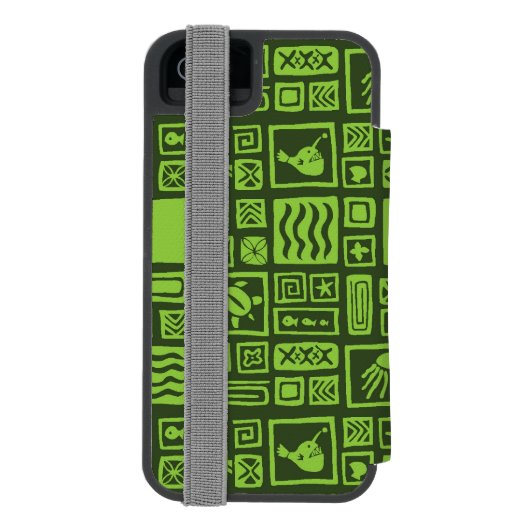 Tiki Pattern Incipio iPhone Portemonnee Hoesje (Agenda Achterkant)
