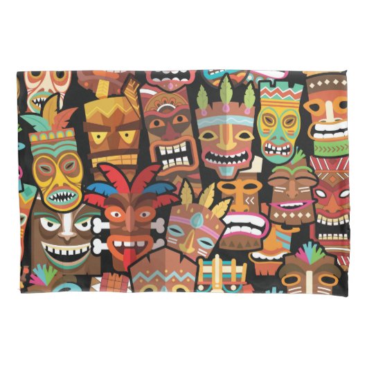 Tiki Pattern Kussensloop (Voorkant-Links)