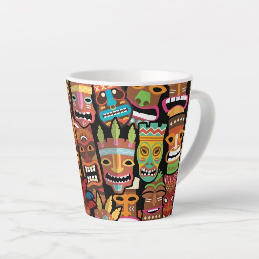 Tiki Pattern Latte Mok (Rechterhoek)