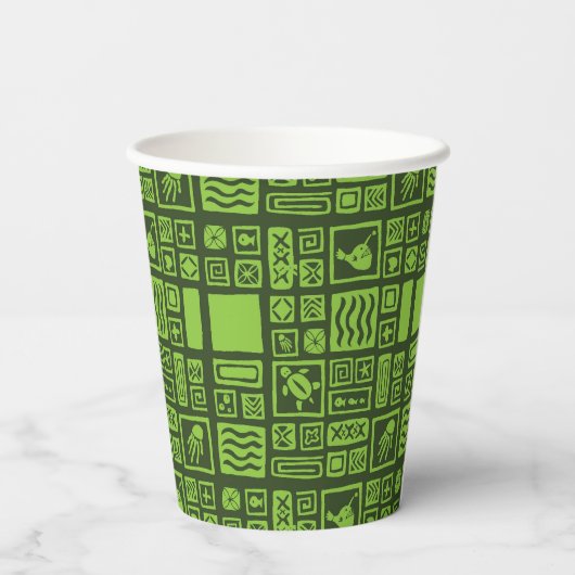 Tiki Pattern Papieren Bekers (Achterkant)