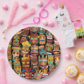 Tiki Pattern Papieren Bordje (Feest)